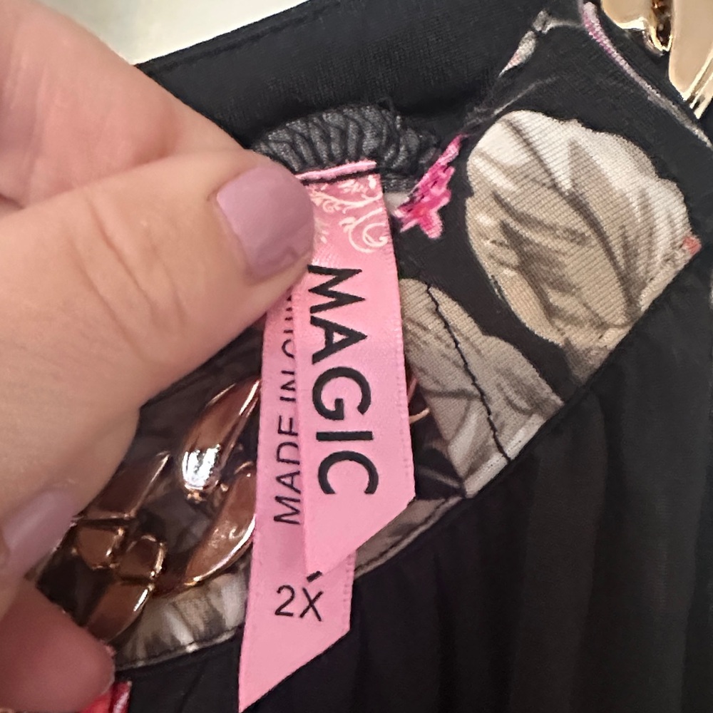 Magic Black Maxi Dress with Pink and Red Floral Print - Picture 7 of 10